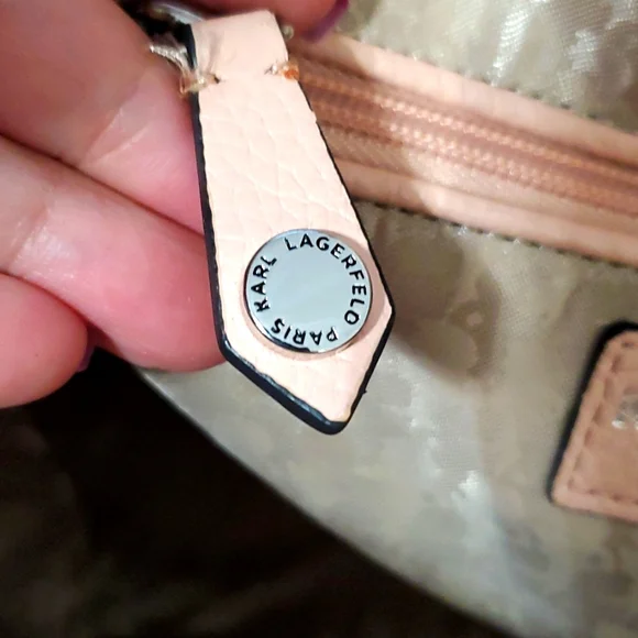 KARL LAGERFELD PINK PEBBLE LEATHER SATCHEL BAG - Picture 16 of 17